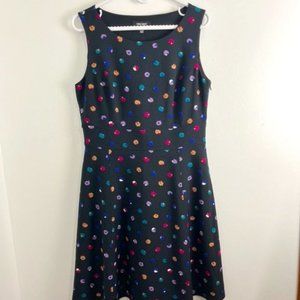 Nine West Black A-Line Dress with Flowers